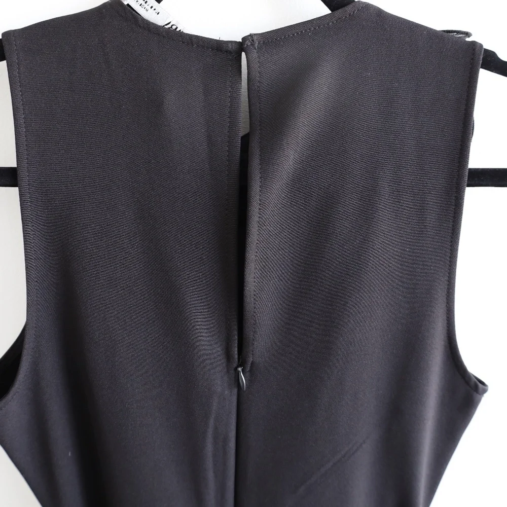 ZARA Black Pleated Ruffle Wide-Leg Belted Jumpsuit - Picture 4 of 8